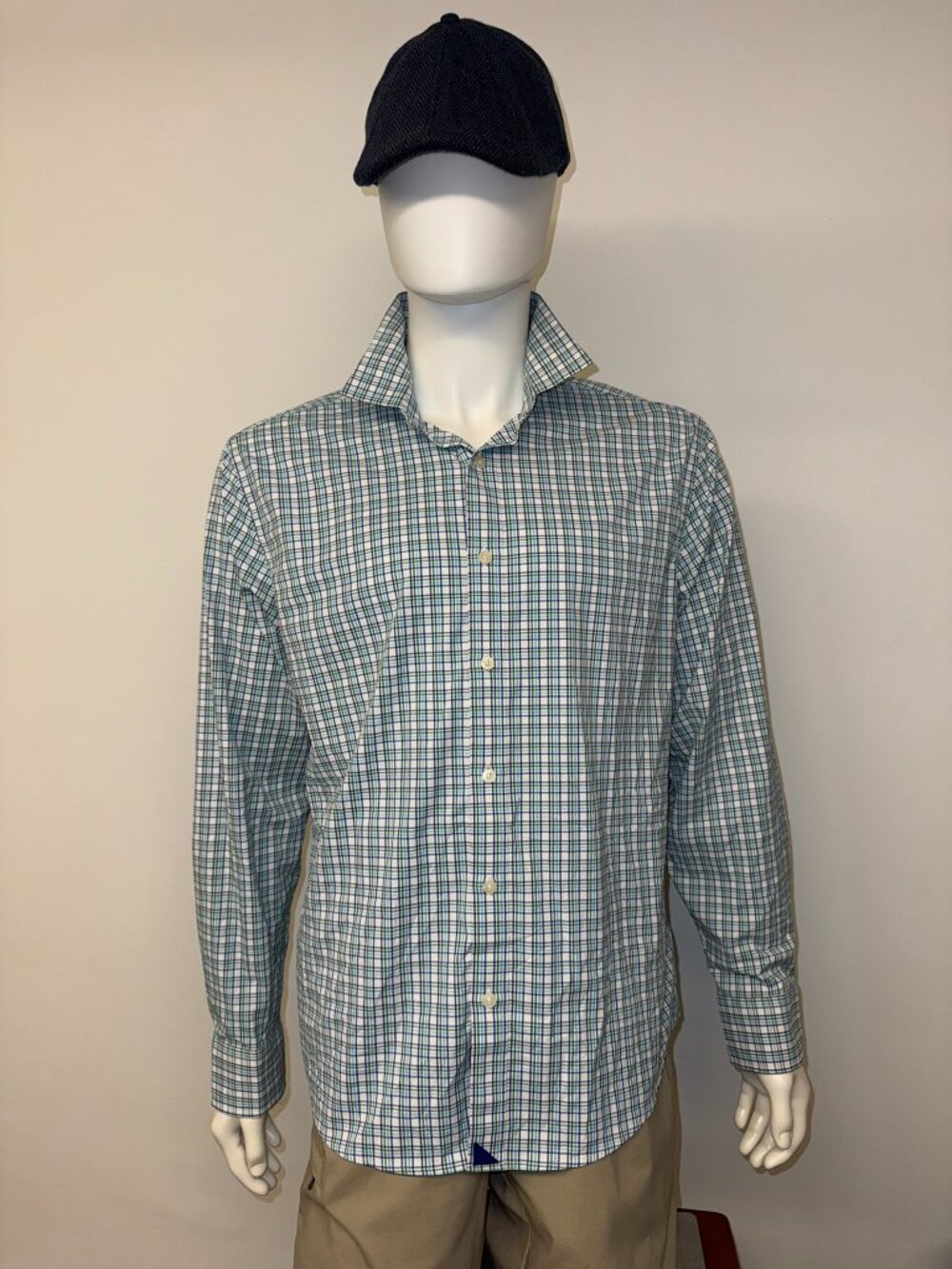 $75 NWOT UNTUCKit Torciano Slim Fit Shirt Mens XL Blue Green Plaid Button Down